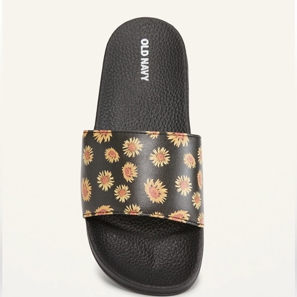 🆕 Old Navy Girls Faux-Leather Pool Slide Sandals Sunflowers Size 12/13 Y - Picture 2 of 11